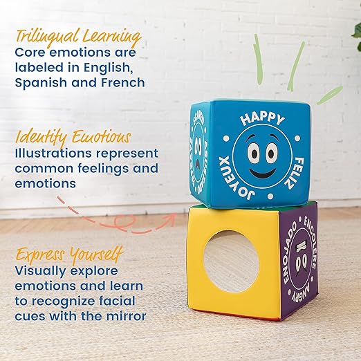 ECR4Kids SoftZone Emotion Cube with Mirror, Sensory Toy, Contemporary
