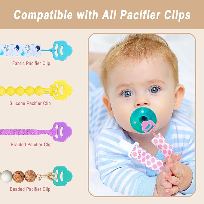 Silicone Pacifier Clip Adapter Ring for Philips Avent Soothie, 4 Pack 100% Food-Grade Silicone Binky Clips Holder Adapter Rings Competible with Avent Soothie,BPA-Free Soft Flexible Safe Durable, Green