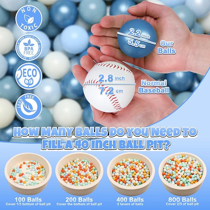 GOGOSO Ball Pit Balls for Toddlers Dogs Baby, 2.2 Inch Pastel Play Ball Toys Kid Ballpit, Bounse House, Birthday, Tent, Party,100 pcs