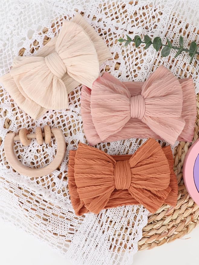 AQOKKA Baby Bows Headbands Nylon Baby Girl Headbands Soft Handmade Hairbands Toddler Hair Accessories for Girls Baby Newborn Infant Kids