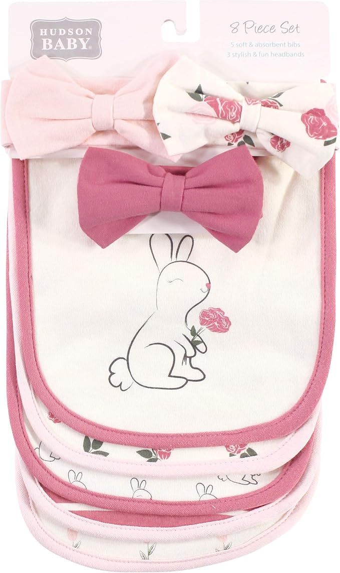Hudson Baby Unisex Baby Cotton Bib and Headband Set