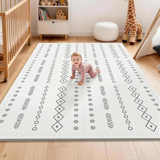 PIGLOG Foam Baby Play Mat, 72"x 48" Baby Crawling Mat for Kids for Babies with Interlocking Floor Tiles, Toddler Playmat for Indoor and Outdoor, Easy to Clean Playroom Floor Mats, Minimalist