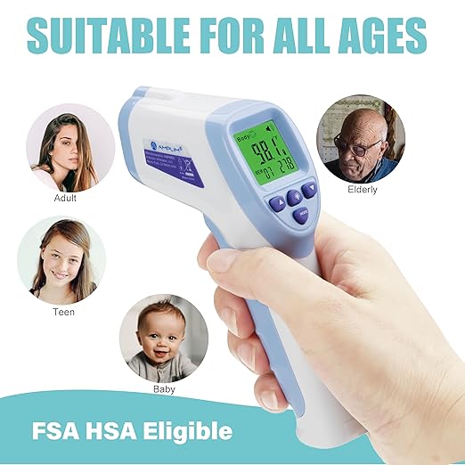 Amplim Deluxe No Touch Forehead Thermometer for Babies and Adults | Bundle Pack