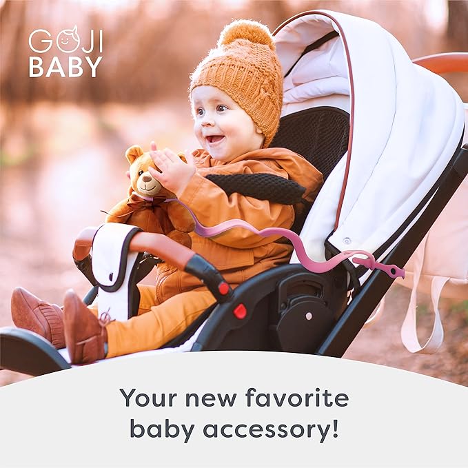 Bottle Bungee Cord Strap - Tether with Bungee Cord for Stroller - Dishwasher Safe Strap with Sippy Cup Leash Pink - Phthalate-Free Baby Bottle Leash - Pink, 0-36 Months