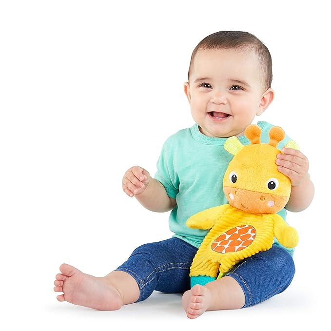 Bright Starts Snuggle & Teethe BPA-Free Crinkle Teething Plush Baby Toy - Giraffe,(Pack of 6)