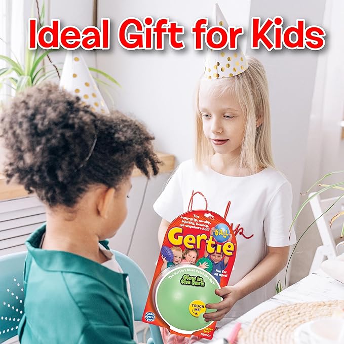 Small World Toys Glow in The Dark Gertie Handball, 9" Inflatable Sensory Balls, Soft Huggable Squishy Bouncy Ball for Kids Ages 3+, Toddler Ball for Sensory Development