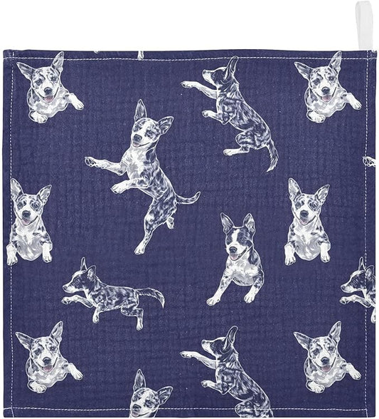 vvfelixl Blue Heeler Dog Baby Burp Cloths Baby Muslin Washcloths for Boys Girls Cotton Babys Face Towel for Newborn Soft 11.8 X 11.8 in, 5 Pack