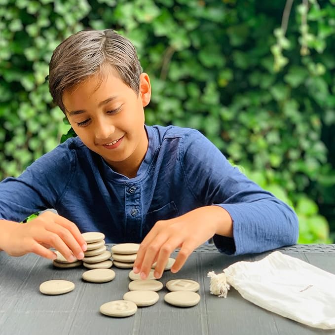 PlanToys® Tactile Stones Wooden Educational Activity for Kids Ages 3+ | Montessori Sensory Exploration Toy for Texture & Touch Recognition, Memory & Pattern Skills | Eco-Friendly Learning Set