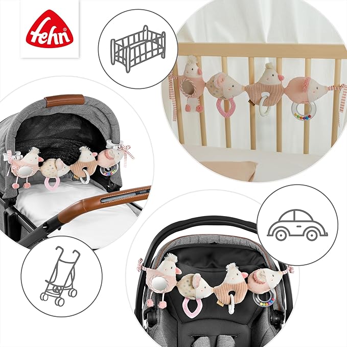 Fehn FeehnLAND Stroller Chain, Mobile Chain with Cute Hanging Figures, Flexible Hanging Motor Activity Toy, Play Bow for Babies and Toddlers from Birth