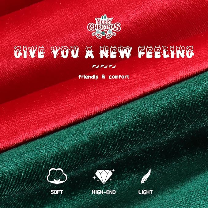Christmas Baby Bows Handmade Velvet Headbands Tied Bow Elastic Nylon Hair Accessories for Baby Girls Newborn Infant 2 Pcs Christmas Gift Red Green