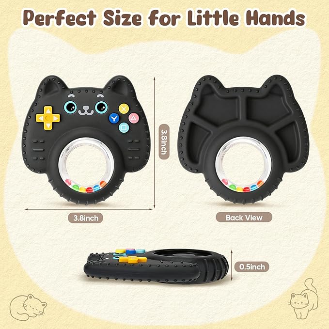 Baby Teething Toys for Babies 3-6 6-12 12-18 Months, BPA-Free Silicone Remote Control Rattle Teether Toys, Baby Chew Toys for Teething Relief & Sucking Needs