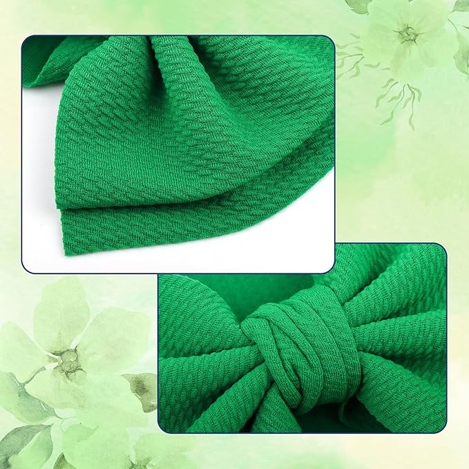 YanJie 2PCS 7'' Super Durable Soft Knot Headbands with Hair Bows Infant Toddlers Kids Hair Accessories Blue Green Headband for Newborn Baby Girls