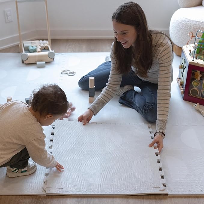 Little Landings Baby Play Mat for Floor - Aura Pearl (4x6ft) - Premium EVA Foam Play Mat for Babies & Toddlers (Ages 0-5+) Non-Toxic Playmat for Tummy Time, Crawling & Playroom - Stylish & Comfortable