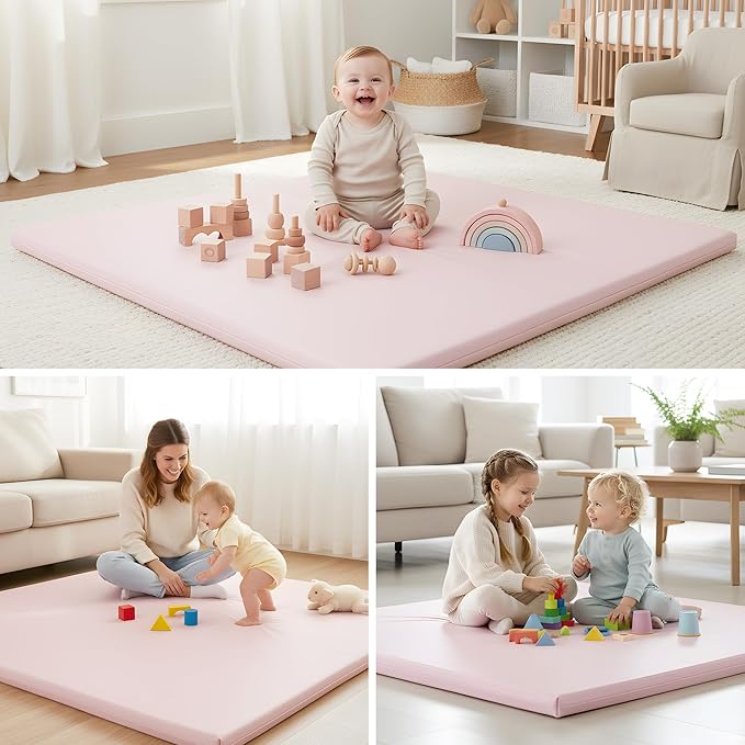 Motherly Haven Play Mat Cover Only – Fits 50x50x1 Rollable Foam Floor Mat for Babies – Waterproof, Easy to Clean Replacement Cover for Tummy Time & Crawling – Pink