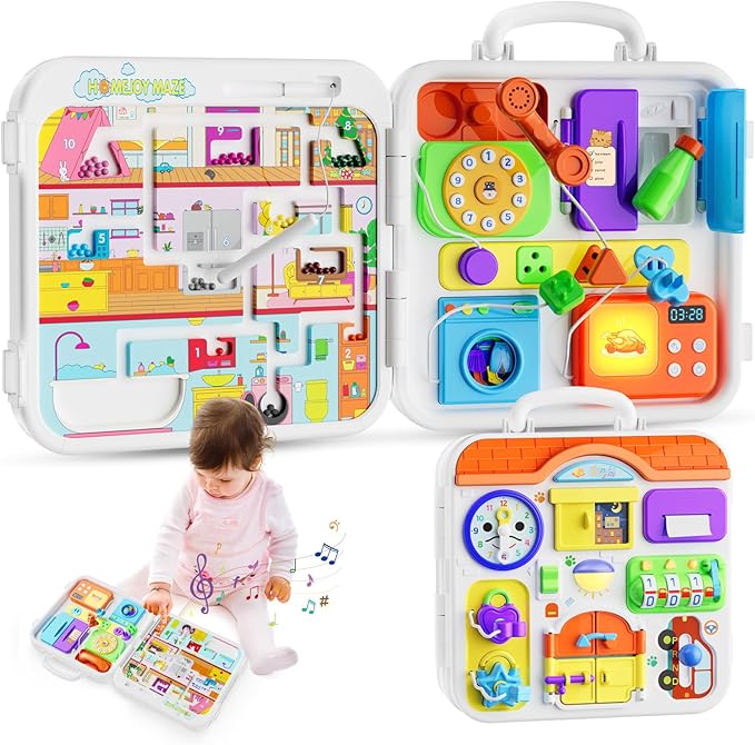 INNOSKY Toddler Montessori Toy Busy Board for 1-2 Year Old Boys Girls Gift, Baby Toy 12-18 Months, Musical Learning Educational Toys for 1 Year Old, 1st Birthday Baby Boy Girl Gifts