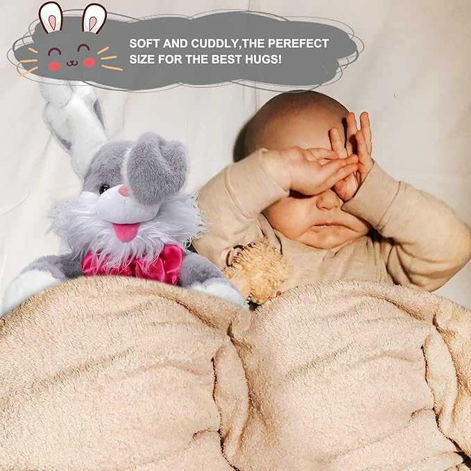 MIAODAM Peek-A Boo Bunny Toys for Toddlers, Bunny Stuffed Animal, Children Song & Lullabies Talking Toys, Cute Easter Bunny Toy with Floppy Ears, Interactive Gifts for Baby & Toddler