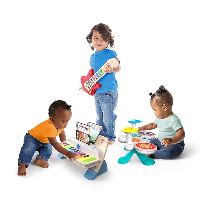 Baby Einstein Together in Tune Piano & Guitar Bundle, Safe Wireless Wooden Musical Toddler Toys, Magic Touch, 6 Months+