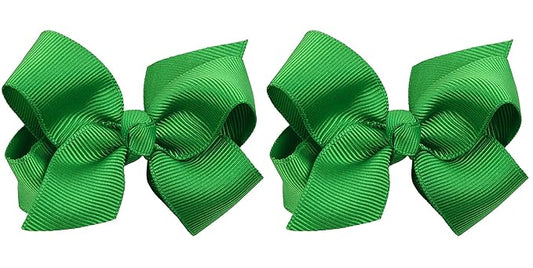 3 Inch Baby Girl Hair Bows Boutique Hair Clip Teens Toddlers Hairpin Headwear - Set of 2 (Green)