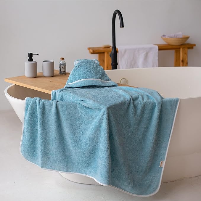 Premium Toddler Towels with Hood - Extra Soft Rayon from Bamboo Toddler Bath Towel (Blue)