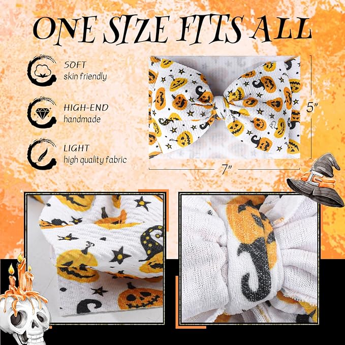 Halloween Baby Girl Bows 7 Inchs Baby Girl Bows Toddler Nylon Headbands Hair Accessories Newborn Headband Bows