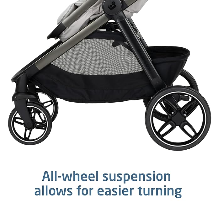 Maxi-Cosi Zelia Pro 5-in-1 Travel System with Mico Pro Infant Car Seat, Baby Stroller Combo, Reversible Seat, Large Wheels, Adjustable Handle, Newborn to Toddler, Lightweight, Classic Oat