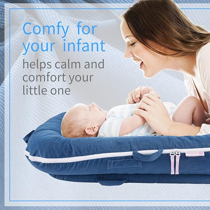 Corduroy Baby Lounger Cover for Dockatot Deluxe + | 100% Cotton Hypoallergenic Newborn Premium Quality Spare Cover(Cover Only) (Blue)