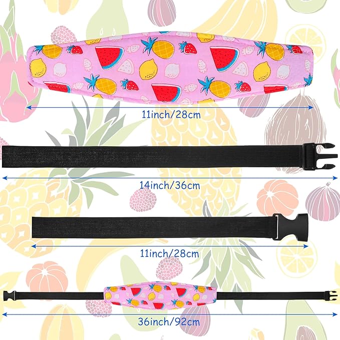 HESTYA 2 Pcs Carseat Head Support Toddler, Stroller Seat Headrest for Sleeping Traveling, Neck Relief Headband Strap for Kids Children Toddler Infant(Fruit)