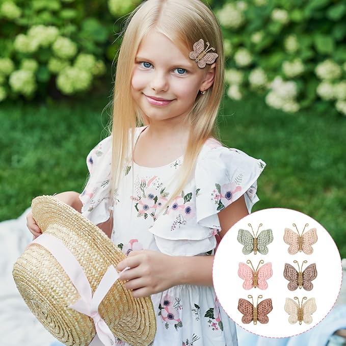 Toddler Hair Bows, 6pcs Bow Clips for Baby Girls, Mini Butterfly Clips Hair Accessories for Infants Baby Kids Fine Hair