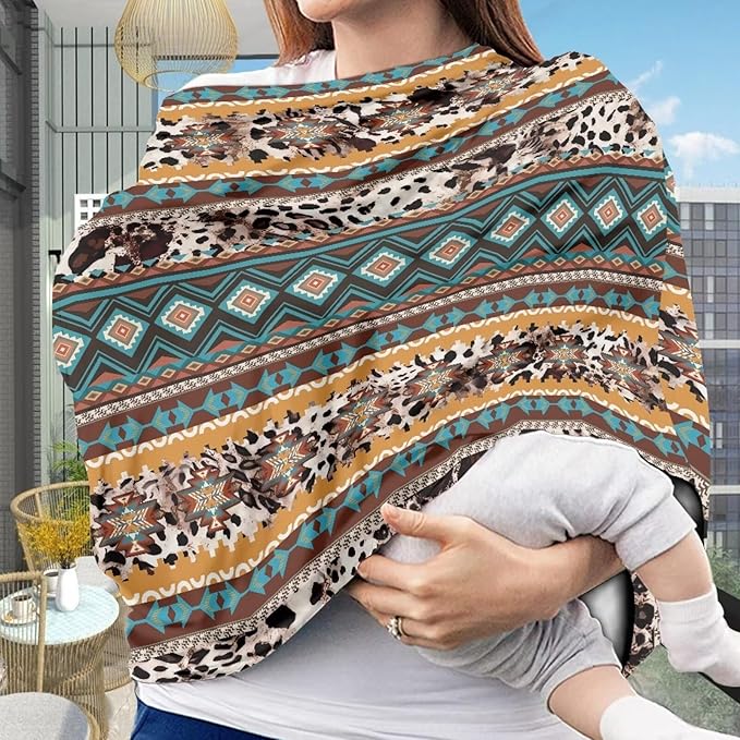 Binienty Aztec Western Geometric Baby Car Sear Cover Canopies, Leopard Print Stroller Protector Cover,High Chair/Shopping Cart/Breastfeeding Cover