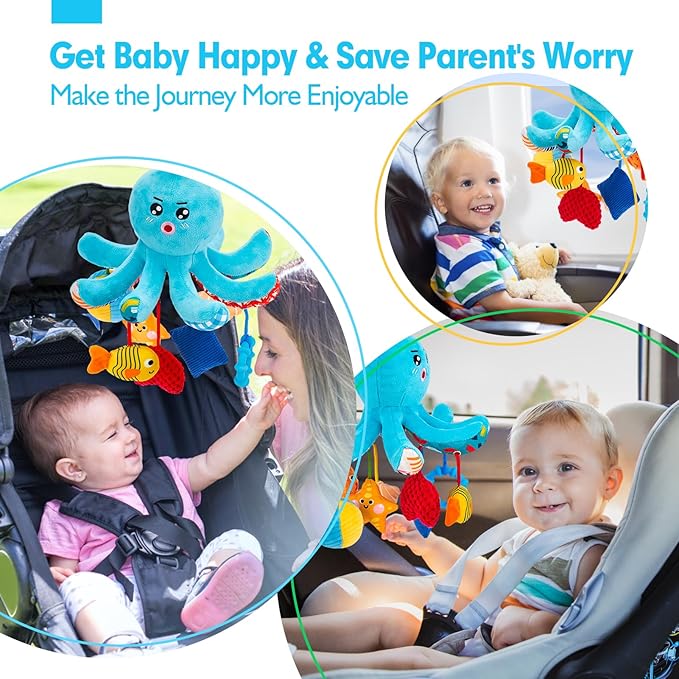 hahaland Baby Books 2 PCS and Baby Hanging Octopus Sensory Toy