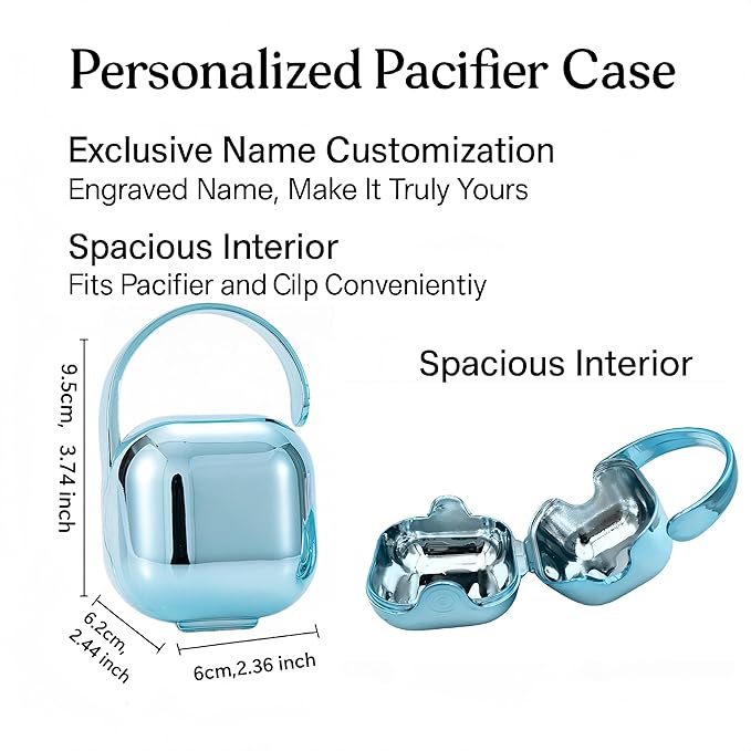 Personalized Bling Pacifier Box and Pacifier Set Unique Gift to New Bron Baby Baby Shower Gift (Gold Blue)