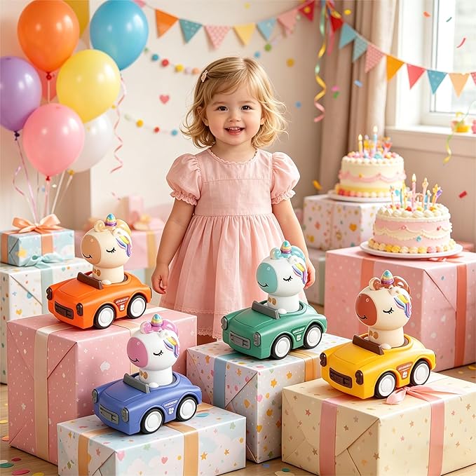 Press to Go Car Toys for Toddlers 1-3, Animal Baby Cars, Push Go Friction Inertia Car, Infant 6-9-12-18 Month, 1st Birthday Gift for 1-2 Year Old Boy Girl