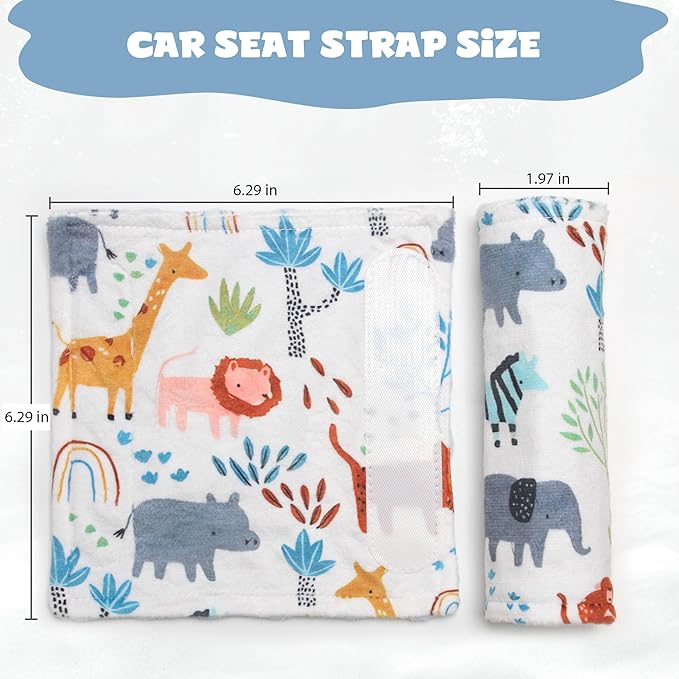 Car Seat Strap Covers for Babies Soft Car Seat Belt Covers, Mink Car Seat Straps Shoulder Pads for Boys and Girls, Blue