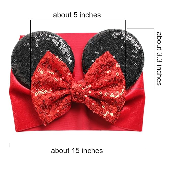 Mouse Ears Headband/Headwrap - Toddler, Baby, Kids upto 4 Years - Red