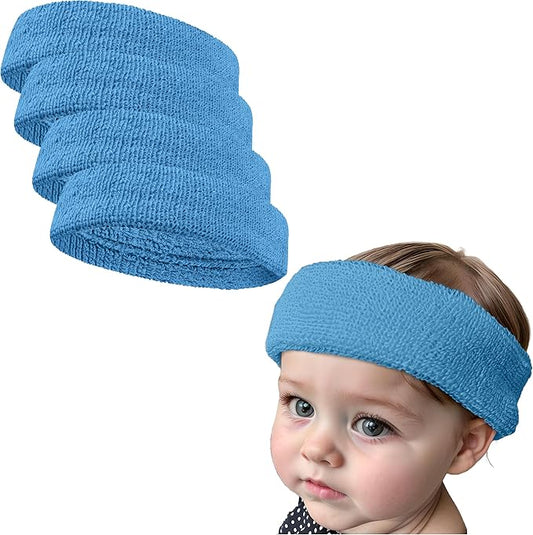 COUVER Baby Infant Terry Solid Color Headband/Terry Cloth Head Band - 4 Pieces