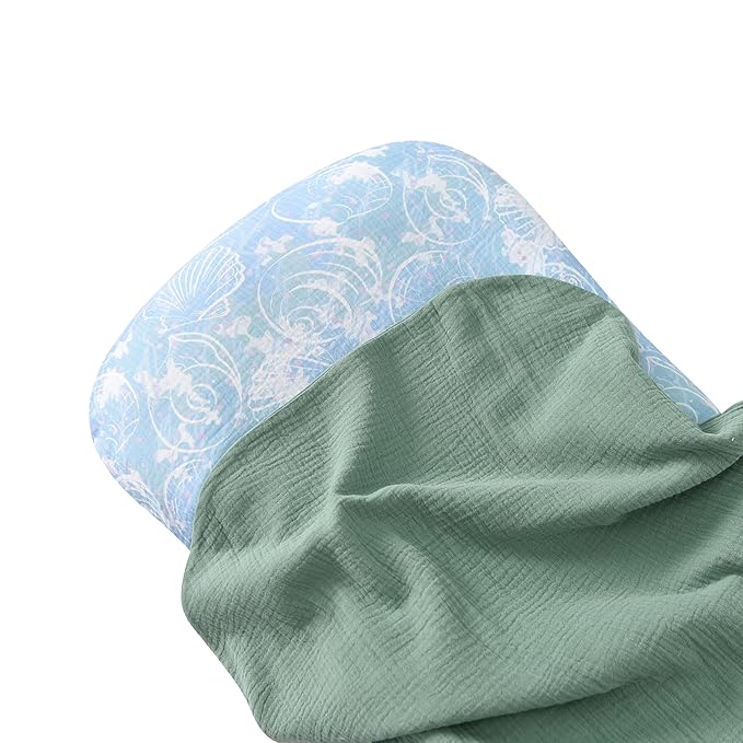 TADO MUSLIN Baby Lounger Cover 2 Pack, 100% Organic Cotton Muslin, Soft & Breathable Newborn Lounger Slipcover, Fits Most Infant Loungers, Machine Washable, Neutral & Cute Designs