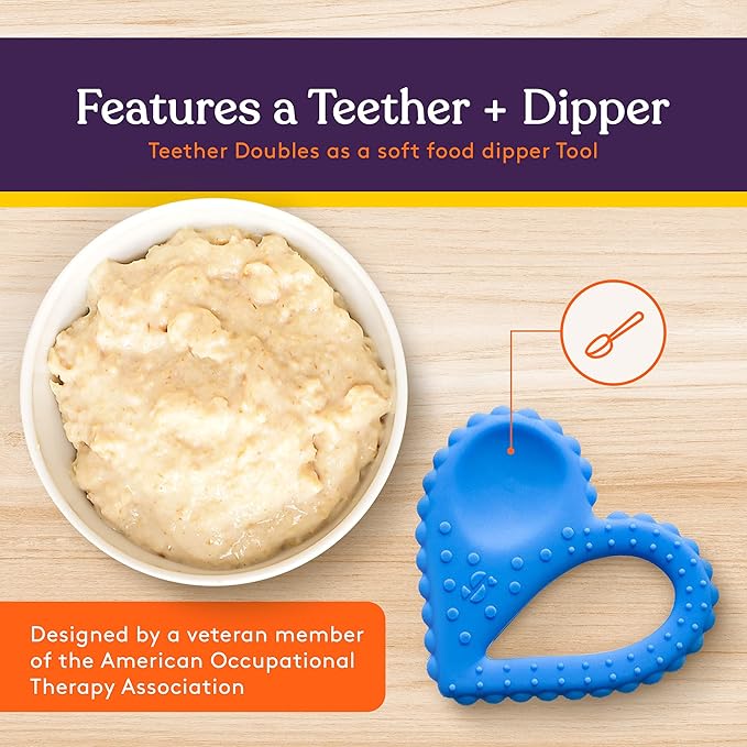 Special Supplies Teether Heart Spoon Oral Motor Therapy Tools, Textured Stimulation and Sensory Input Treatment for Babies and Toddlers, BPA Free Silicone, Dual Use Spoon Plus Teether