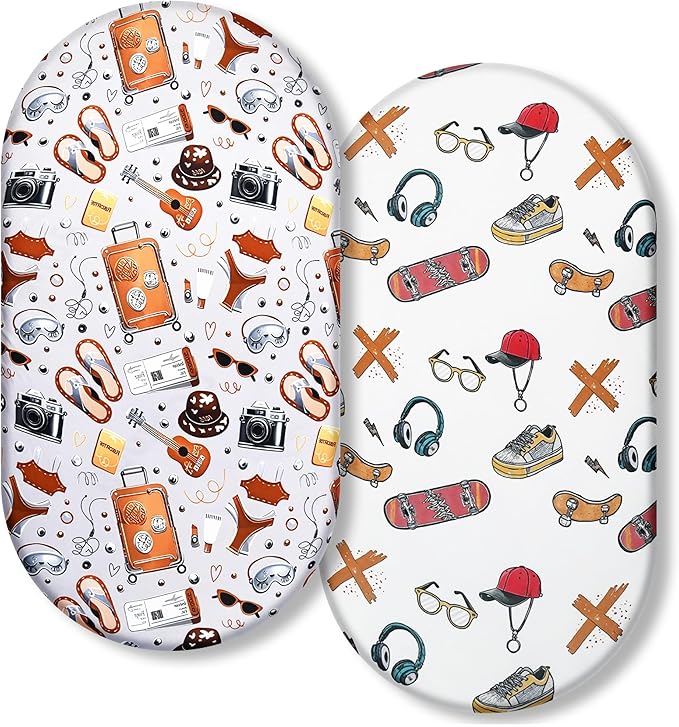Ultra-Soft 2-Pack Stretchy Bassinet Sheets - Universal Fit for Halo Bassinest, Graco, Chicco & Most Bassinets (Rectangle/Oval/Hourglass) | Safe Snug Fit for Girls & Boys, Unisex Cradle Mattress Covers