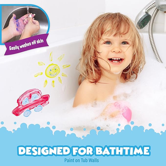 Tub Works® Bath Paint Soap Bath Toy, Neon 6 Pack | Non-Toxic | Washable Bathtub Paint for Finger Painting on Tub Walls | Ideal Toddler Bath Toys for Creative Play | Easy to Clean, Fun Paint Soap
