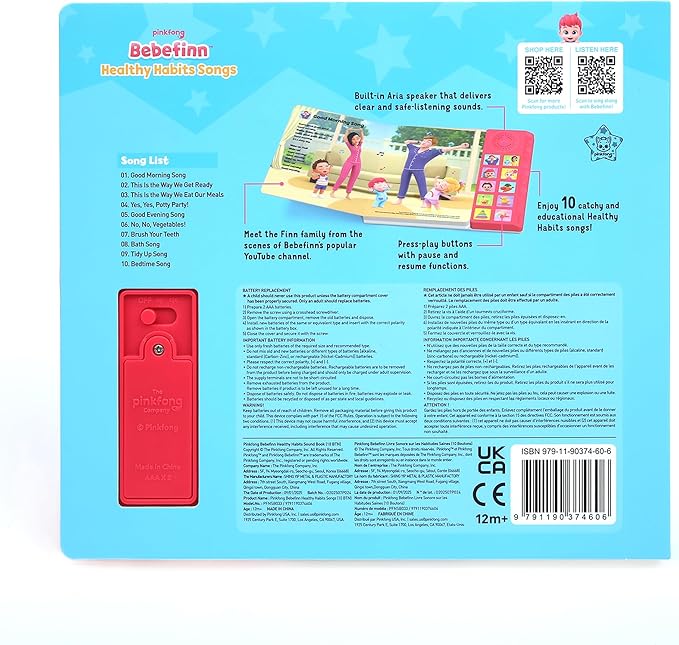 Bebefinn Healthy Habits Songs Musical Sound Book for Toddlers 1–3 | 10 Buttons, 10 Songs Interactive Learning Toy by Pinkfong