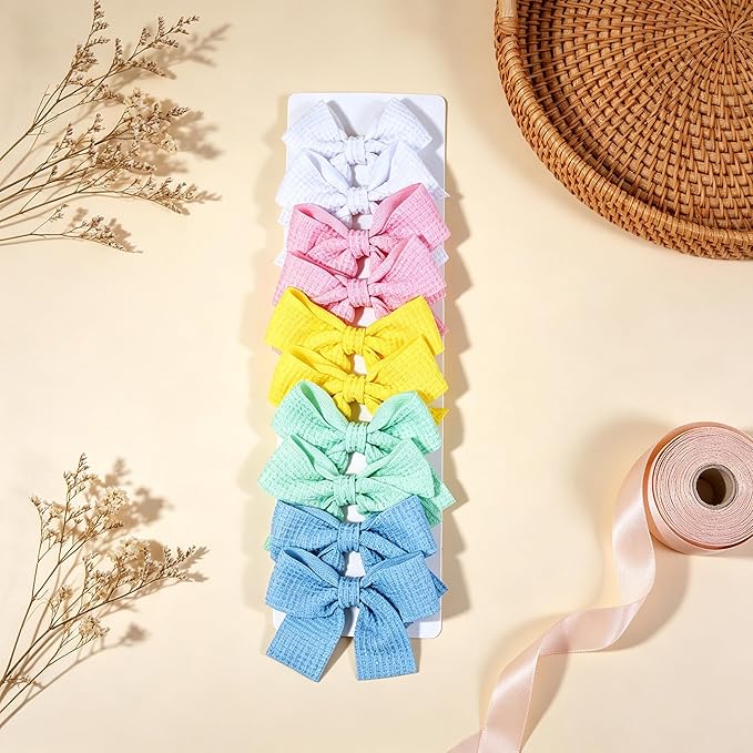 20PCS Baby Girl Dog Gift Wrap Hair Bow Clips Barrettes Colorful Waffle Textured Bow Hair Clips for Girls, Cute Butterfly Accessories Alligator Clip for Little Girls Toddler Kids Teens
