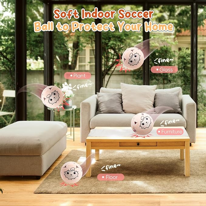 VangeBow Silent Indoor Soccer Balls for Toddlers 1-3, Inflatable Soft Plush Baby Toddler Soccer Ball Toys Gifts for Kid 3-5 Year Old Boy Girl First Birthday Gift (Sheep, Pump Include)
