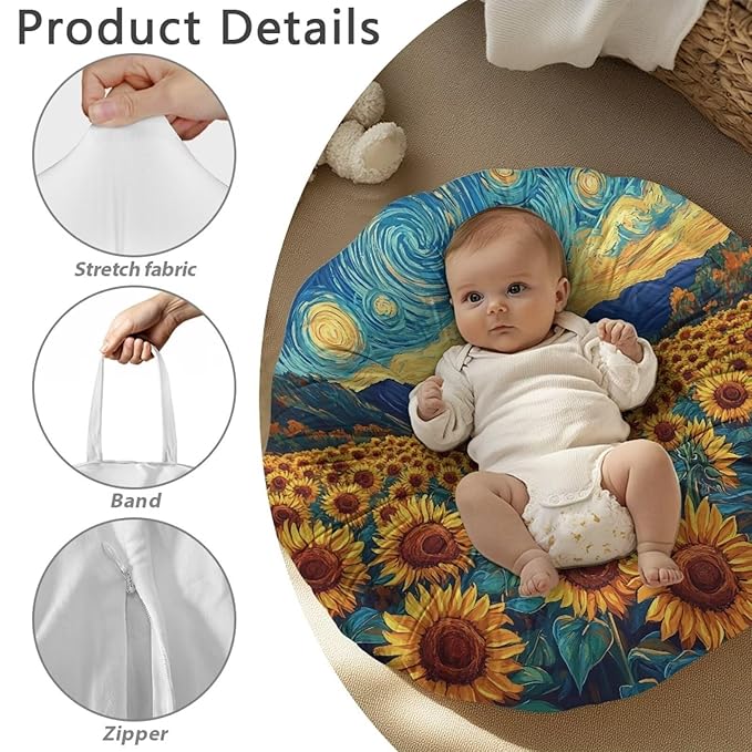 Newborn Lounger Cover, Sunflower Comfortable Soft Snug Infant Lounger Slipcovers Waterproof Stretch Baby Lounger Cover for Most Baby Boys and Girls