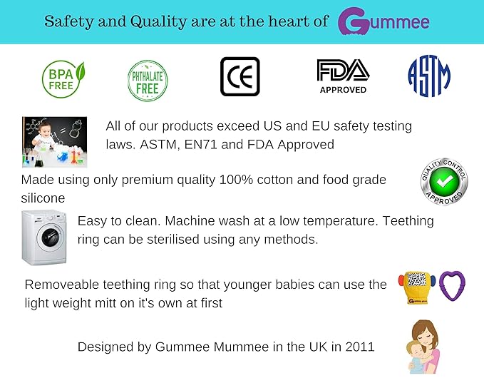 Gummee Heart-Shaped Silicone Baby Teether Teething Ring BPA Phthalate Free Non Toxic Toy 3 Months+ Red