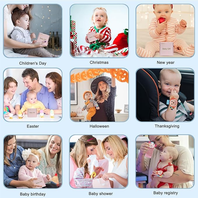 Infant Rattle Toys 0 to 3 Years, Baby Wrist Rattle Foot Finder Socks Set, Birthday Holiday Present for Newborn Boy Girl 0/3/4/6/7/8/9/12/18/24/36 Months Kids Toddler, Gift Box Package (4A-Pink)
