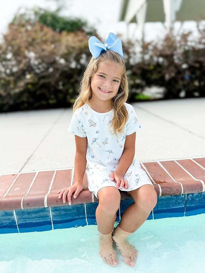 Wee Ones Girls' Classic Grosgrain Hair Bows with Plain Wrap Center, No-Slip Hair Clip, Handmade, Millennium Blue, King