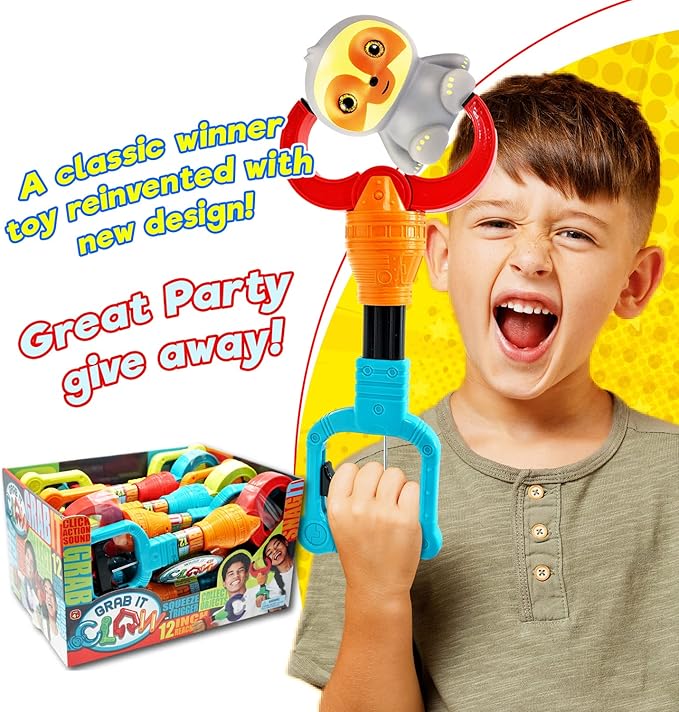 JA-RU Grab It Claw Grabber Toy (12 Pack) – 12 Inch Robot Claw Grabber Pickup Tool for Kids, Hand Eye Coordination Toys, Robot Party Favors, Birthday Gifts & Classroom Prizes. 5617-12s