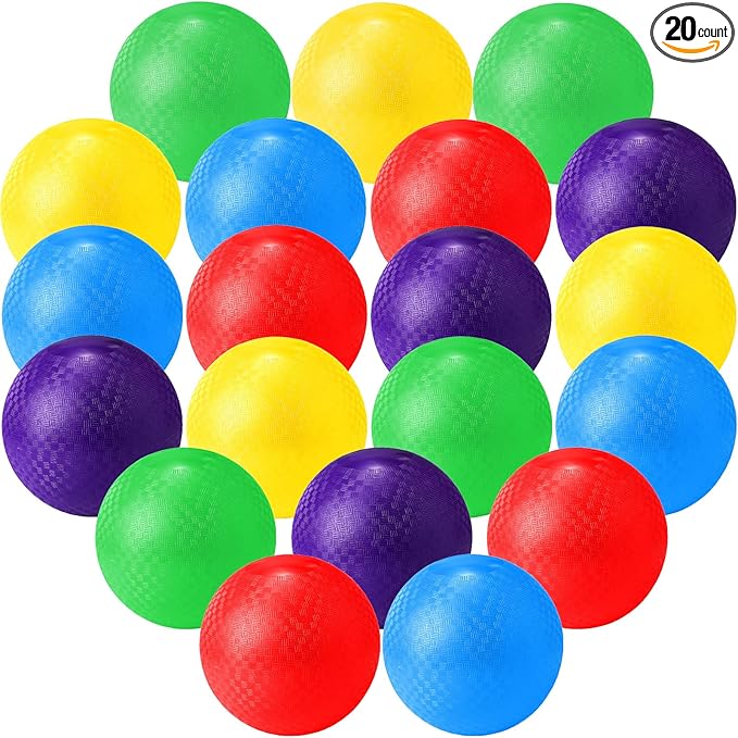 Macarrie 20 Pcs Playground Balls 6 Inches Dodgeball Kick Balls for Kids Adults Colorful Inflatable Balls Handballs Soccer Basketball Handball Games Camps Schools Outdoors