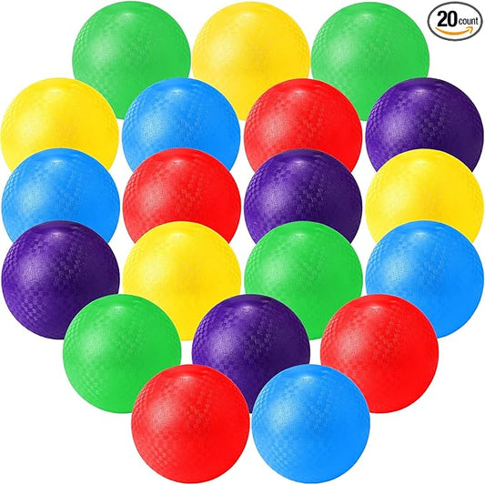 Macarrie 20 Pcs Playground Balls 6 Inches Dodgeball Kick Balls for Kids Adults Colorful Inflatable Balls Handballs Soccer Basketball Handball Games Camps Schools Outdoors
