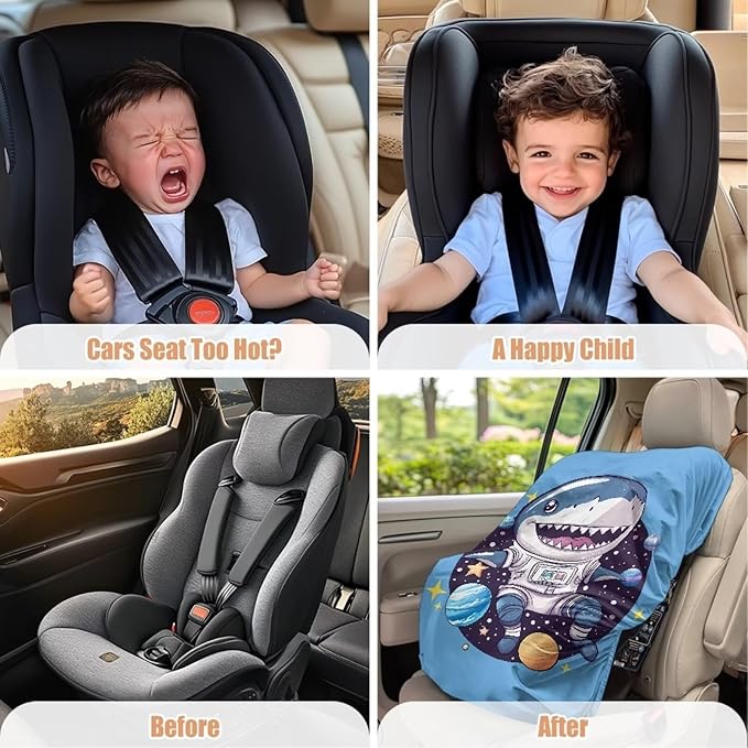 XYZCANDO Shark Car Seat Covers for Babies Cute Baby Car Seat Shade Cover for Travel Easy to Install Car Seat Protector for Child Car Seat Washable Baby Car Seat Cover for Travel Gift for Her